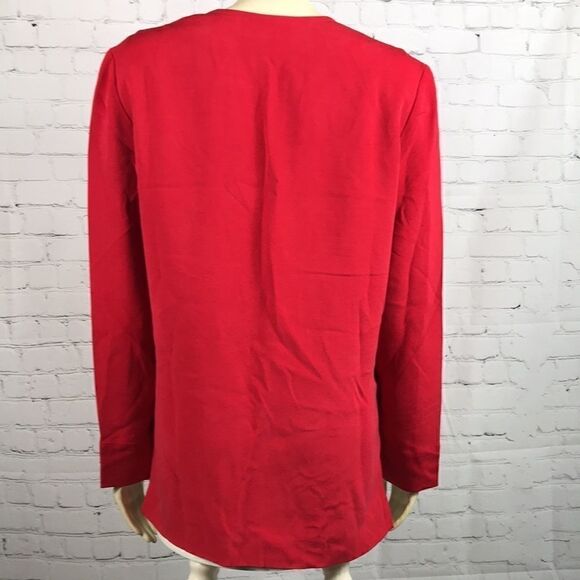 Dana Buchman Red Silk top mother Pearl Buttons EUC - Picture 4 of 5